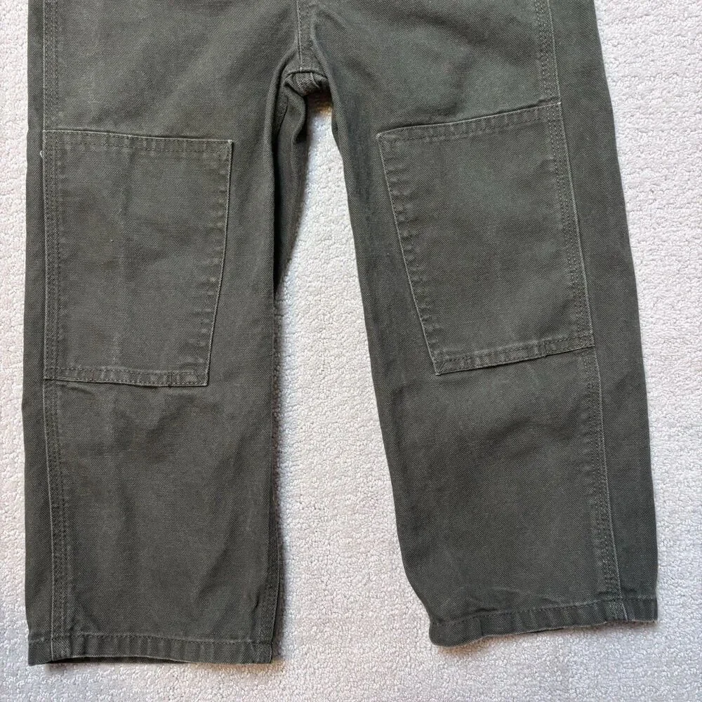 Carhartt Canvas Duck Bib Pockets Overalls Double Knee Green Workwear Durable 4T